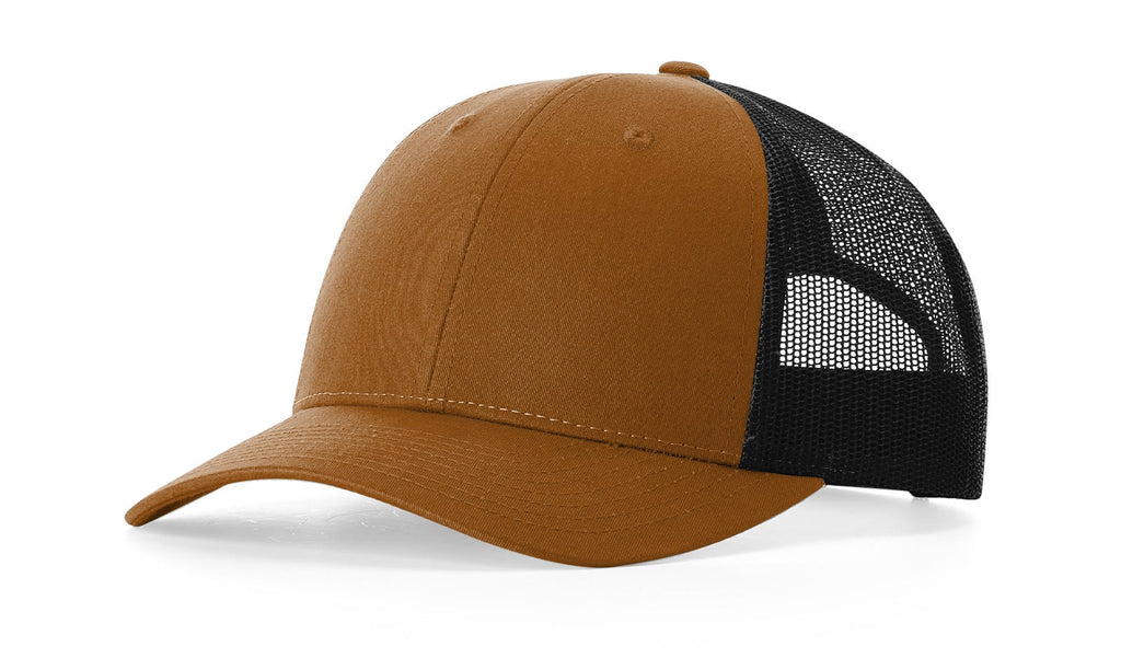 Richardson 115 Low Profile Trucker Hat – Caramel/Black - Customized with Your Logo