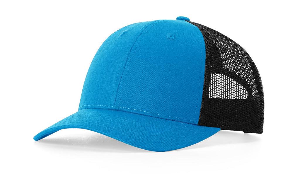 Richardson 115 Low Profile Trucker Hat – Cyan/Black - Customized with Your Logo