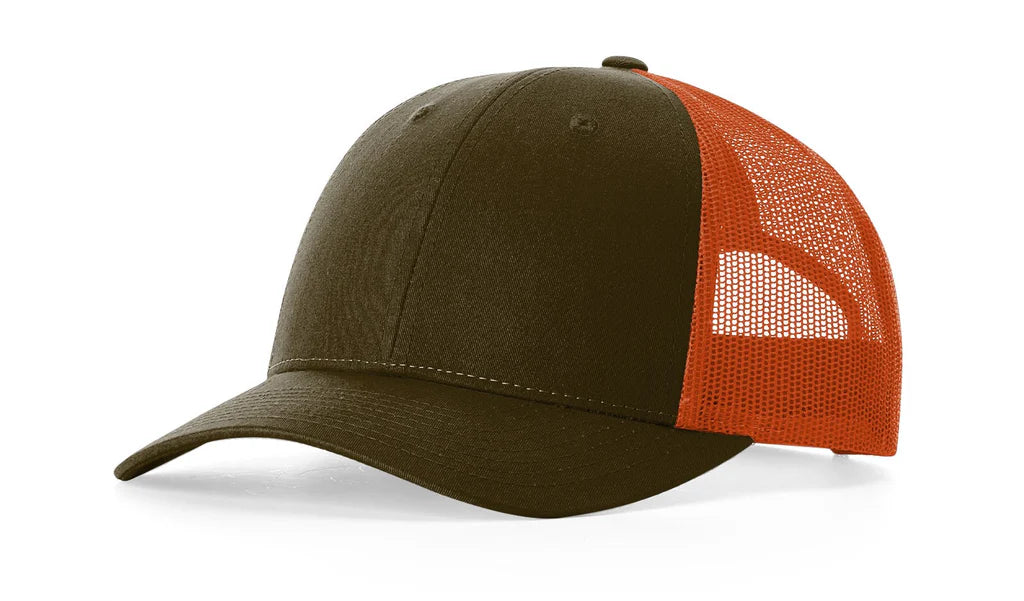 Richardson 115 Low Profile Trucker Hat – Dark Loden/Jaffa Orange - Customized with Your Logo
