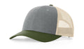 Richardson 115 Low Profile Trucker Hat – Heather Grey/Birch/Army Olive - Customized with Your Logo