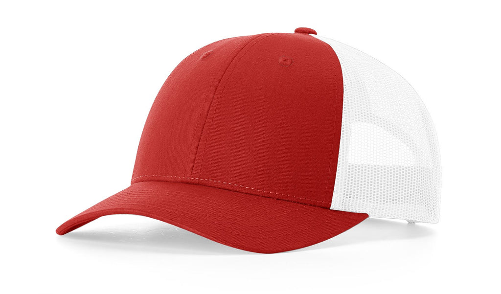 Richardson 115 Low Profile Trucker Hat – Red/White - Customized with Your Logo