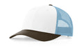 Richardson 115 Low Profile Trucker Hat – White/Columbia Blue/Brown - Customized with Your Logo
