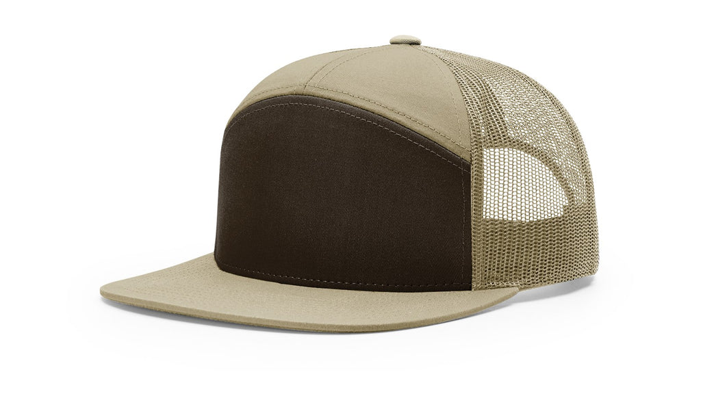 Richardson 168 -  7-Panel Trucker Hat –  Brown/Khaki - Customized with Your Logo