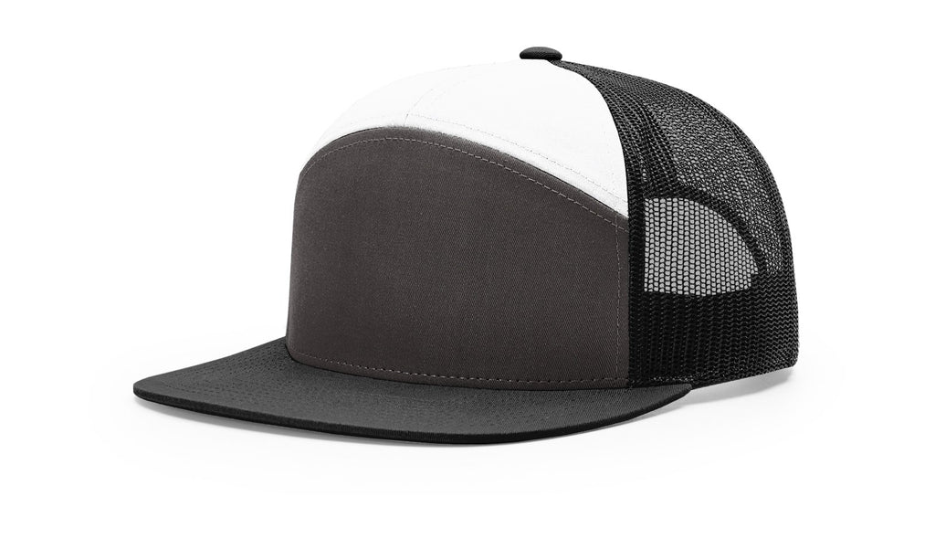 Richardson 168 -  7-Panel Trucker Hat –  Charcoal/Black/White - Customized with Your Logo