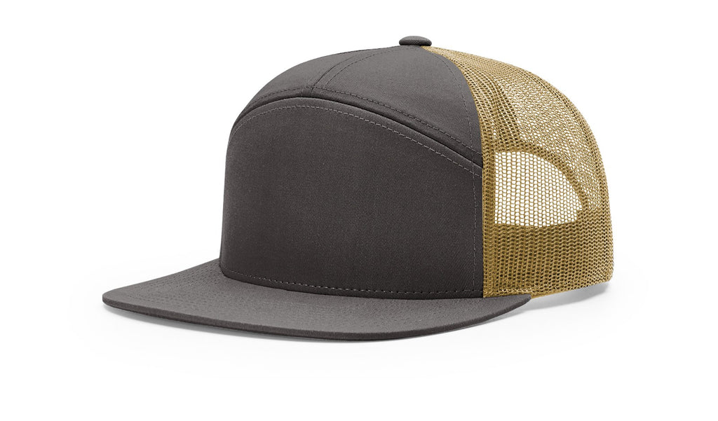 Richardson 168 -  7-Panel Trucker Hat –  Charcoal/Old Gold - Customized with Your Logo