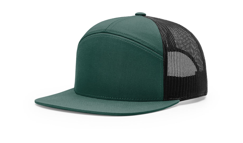 Richardson 168 -  7-Panel Trucker Hat –  Dark Green/Black - Customized with Your Logo