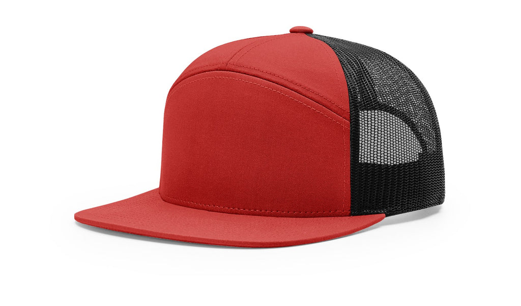 Richardson 168 -  7-Panel Trucker Hat –  Red/Black - Customized with Your Logo