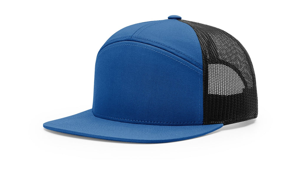Richardson 168 -  7-Panel Trucker Hat –   Royal/Black - Customized with Your Logo