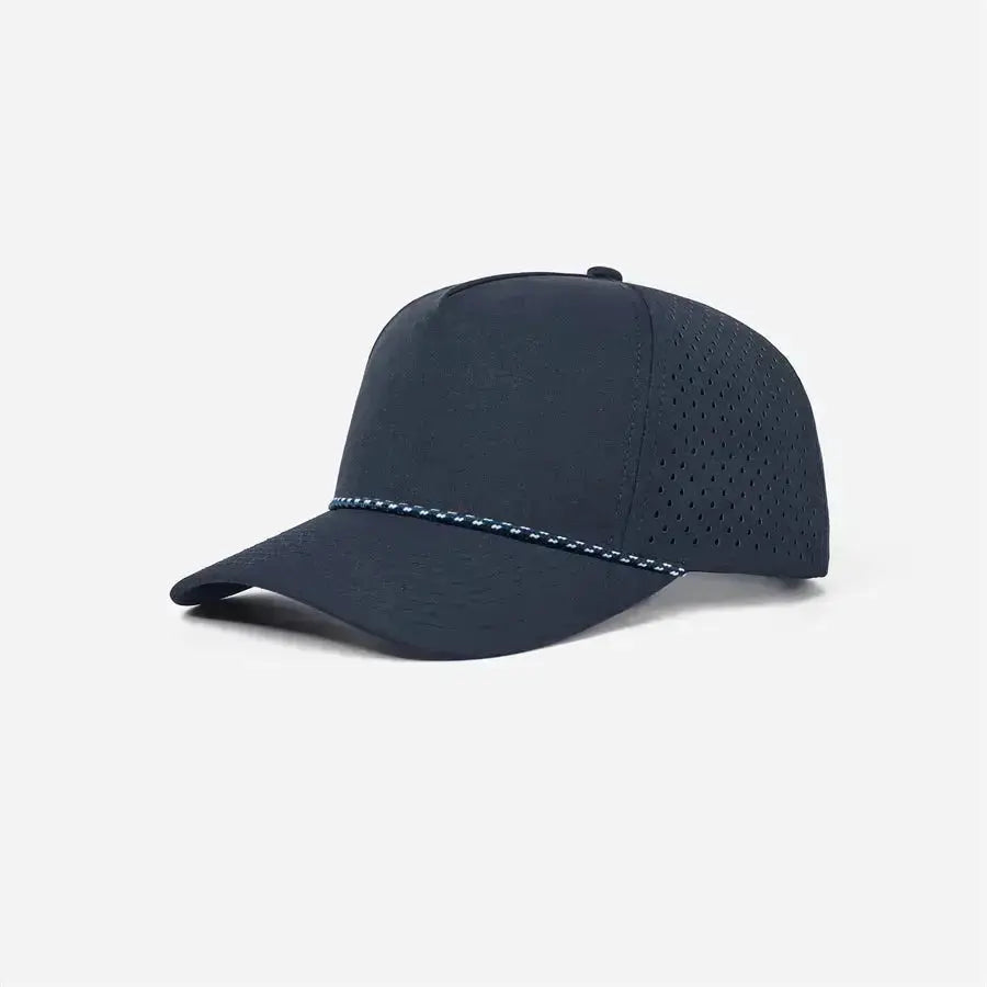 Foremost 6526P -5 Panel Laser Performance Rope Hat – Navy K178-18 - Customized with Your Logo