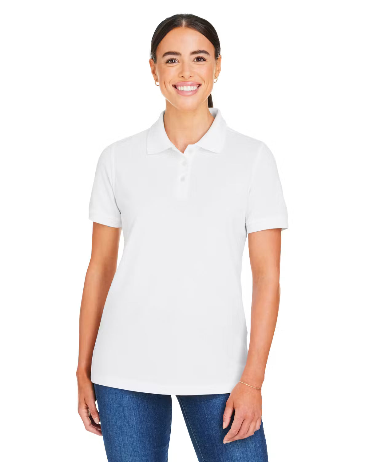 Harriton M205W - Women's Valiant Cotton Snag Protect Polo - Custom Logo - 4" LEFT CHEST EMBROIDERED