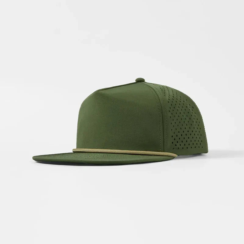 Foremost 5015P Perf 5-Panel Umpqua Rope Hat – Green K106-10 - Customized with Your Logo