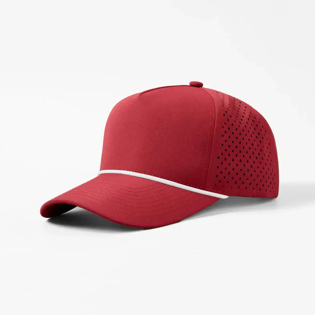 Foremost 6526P - 5 Panel Laser Performance Rope Hat – Red K106-22 - Customized with Your Logo