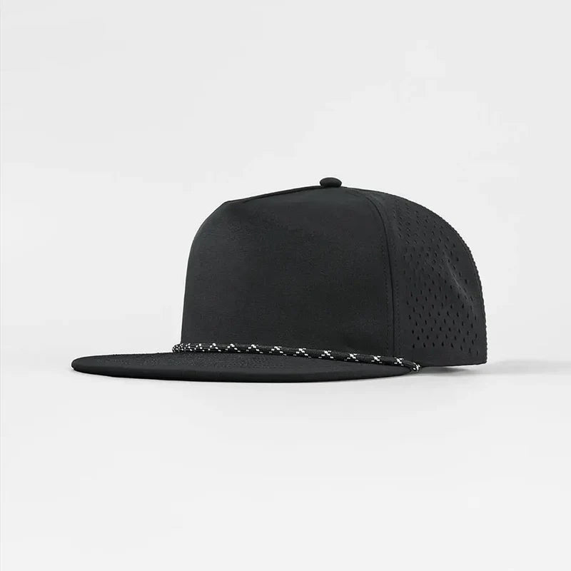 Foremost 5015P Perf 5-Panel Umpqua Rope Hat – Black K178-1 - Customized with Your Logo