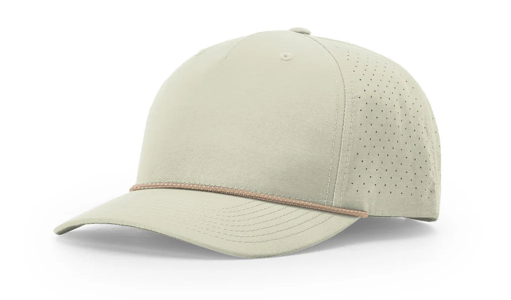 Richardson 355 Laser Perf Performance Rope Hat – Oat Milk/Elmwood-White - Customized with Your Logo