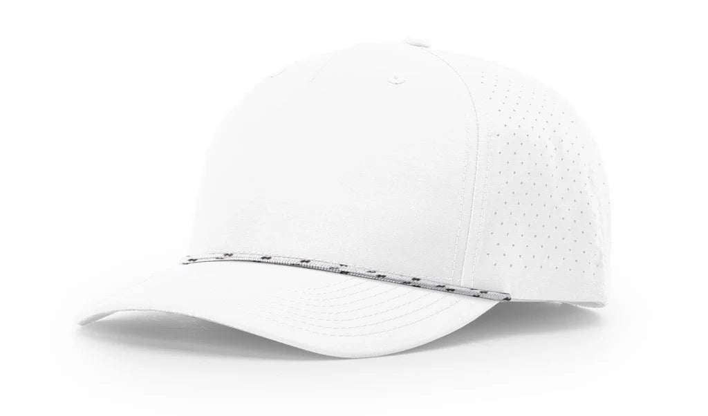 Richardson 355 Laser Perf Performance Rope Hat – White/White-Black - Customized with Your Logo