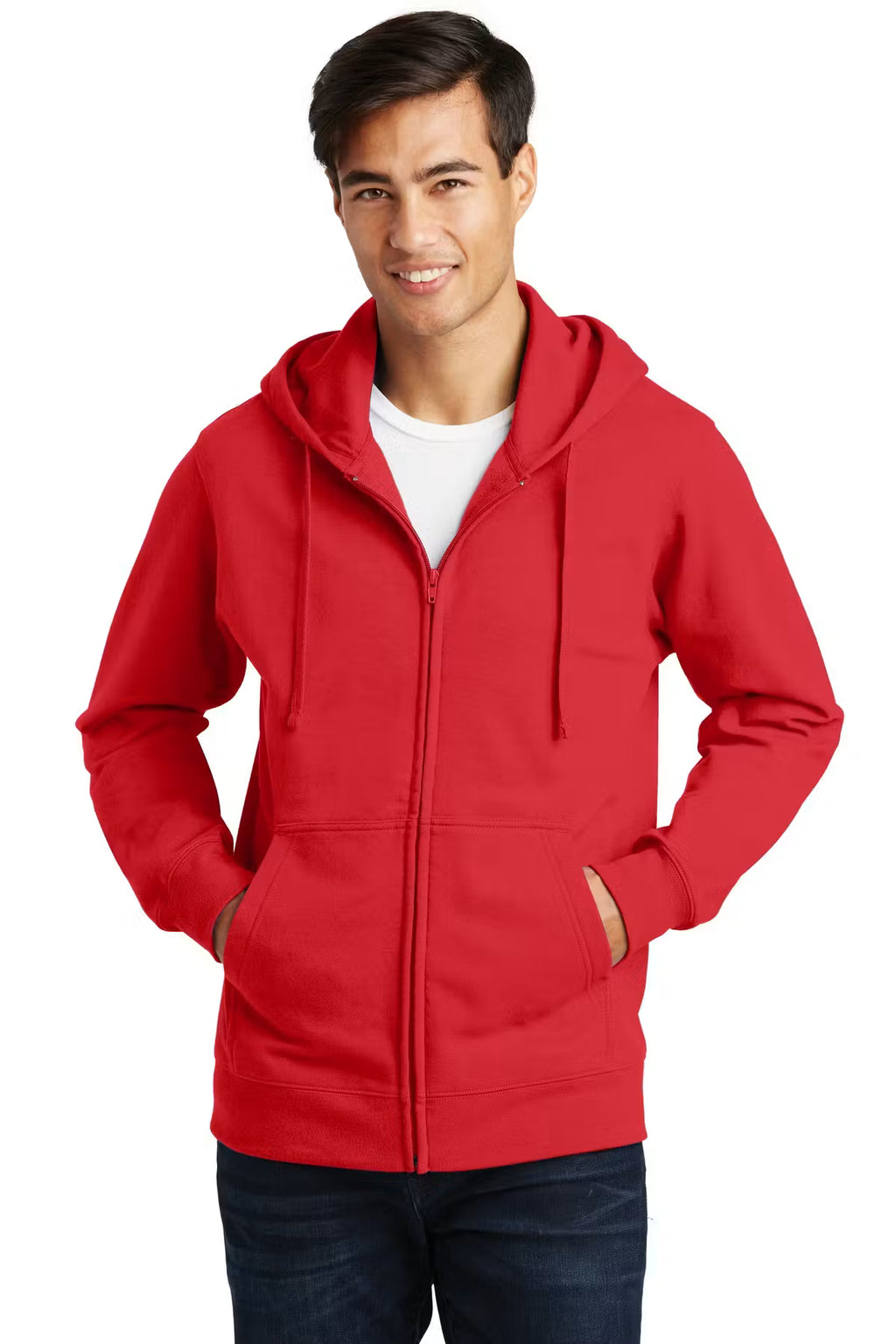 Port & Company PC850ZH - Unisex FF Fleece Full-Zip Hoodie - Custom Logo - 4" LEFT CHEST PRINT (Copy)