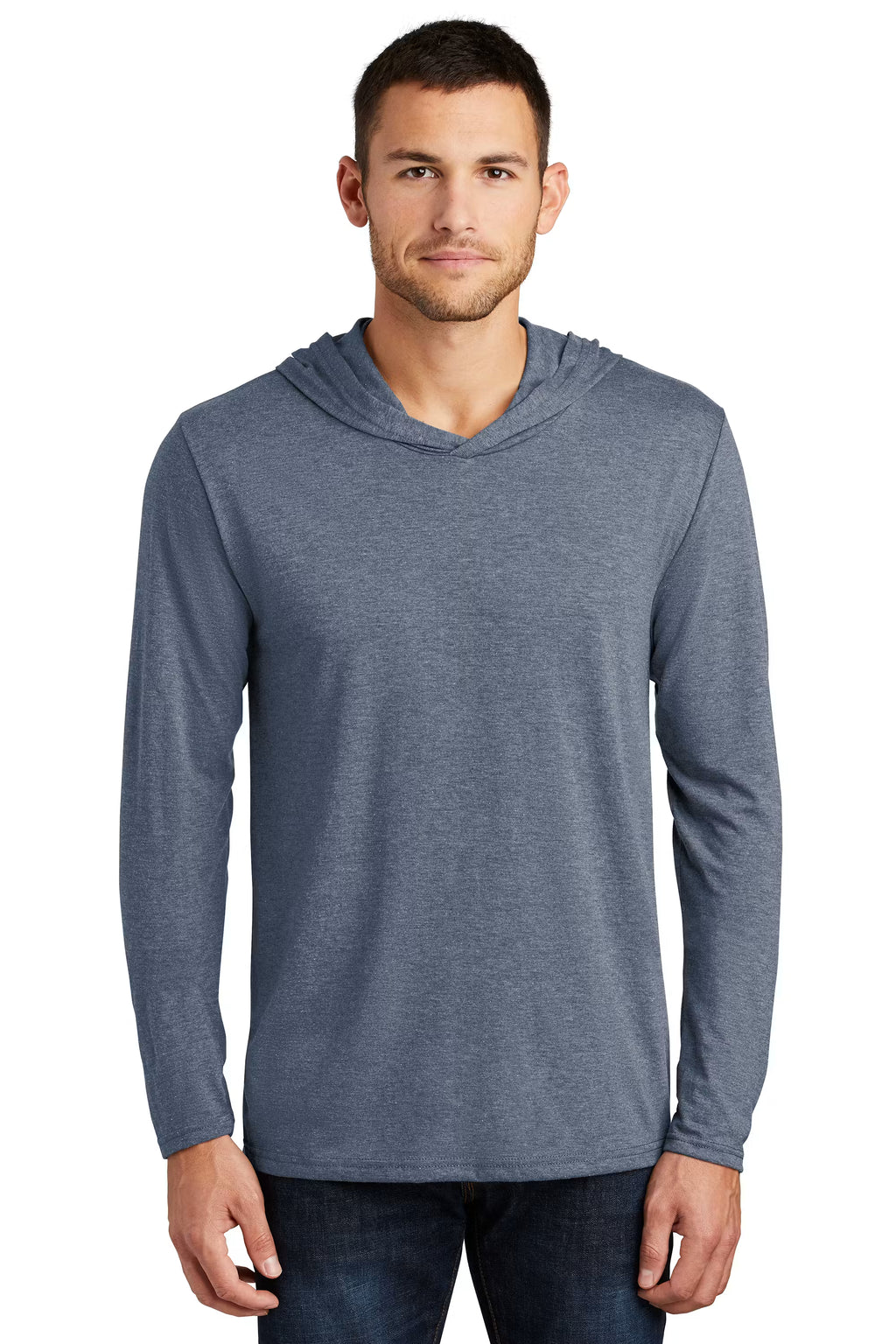 District DM139 - Unisex Perfect Tri Long Sleeve Hoodie - Custom Logo - 4" Left Chest Print (Copy)