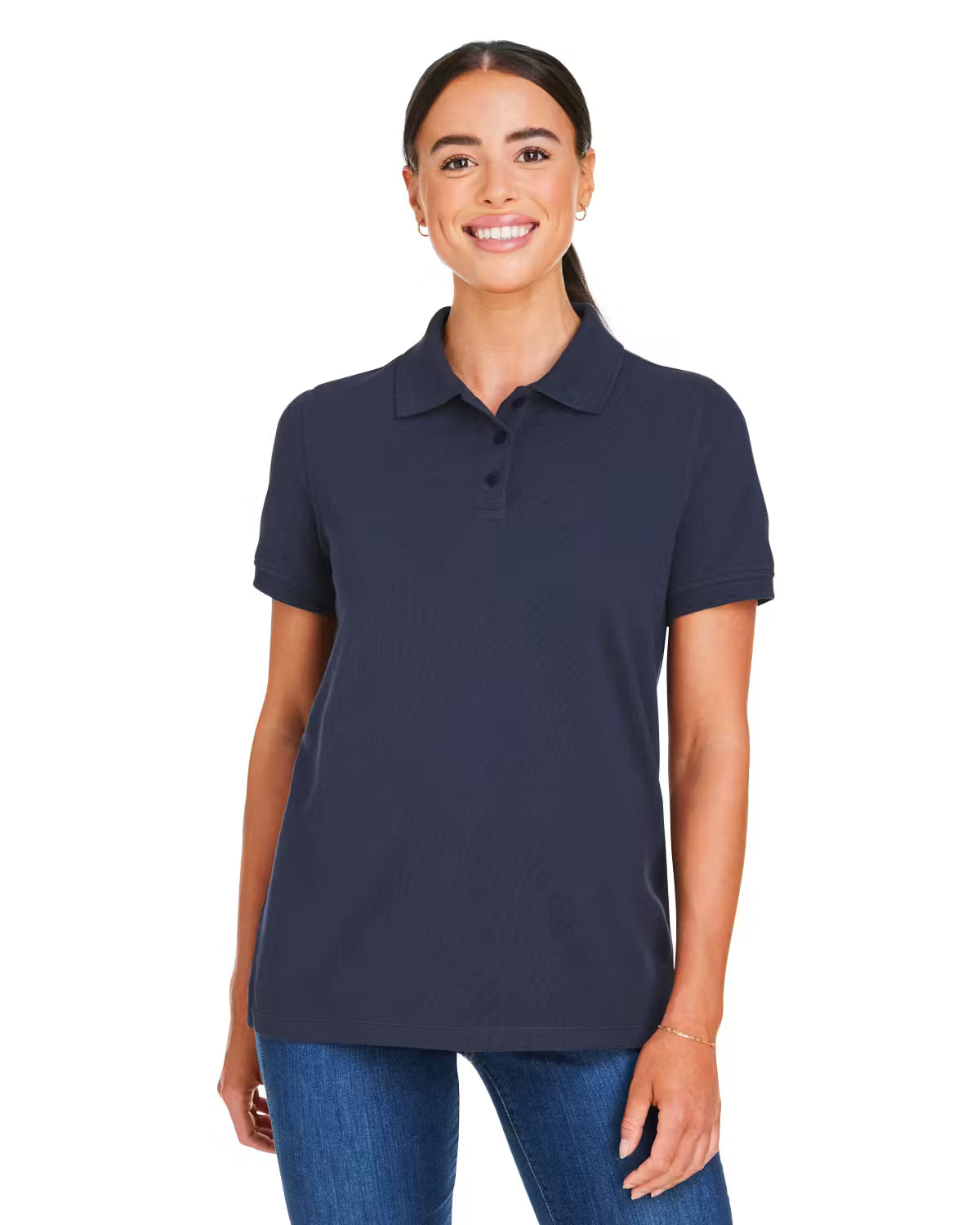 Harriton M205W - Women's Valiant Cotton Snag Protect Polo - Custom Logo - 4" LEFT CHEST EMBROIDERED