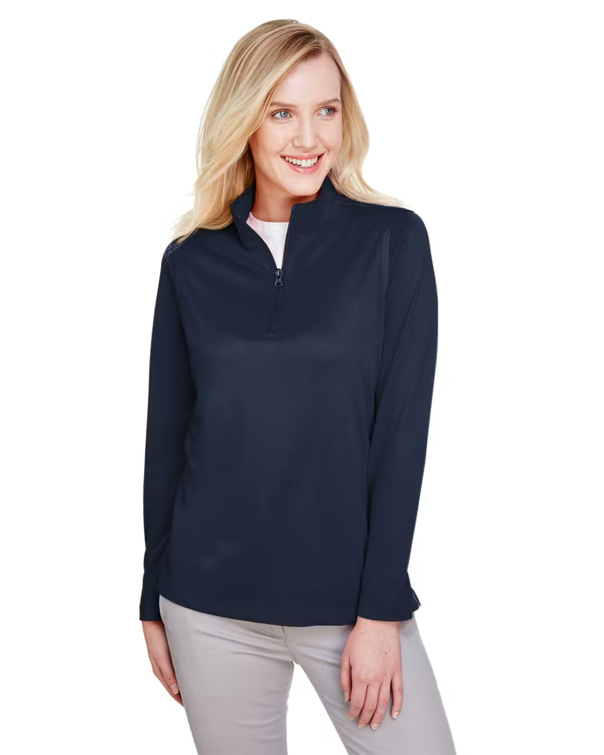 Harriton M748W - Women's Advantage Snag Protection Plus IL Quarter-Zip - Custom Logo - 4" Left Chest Print