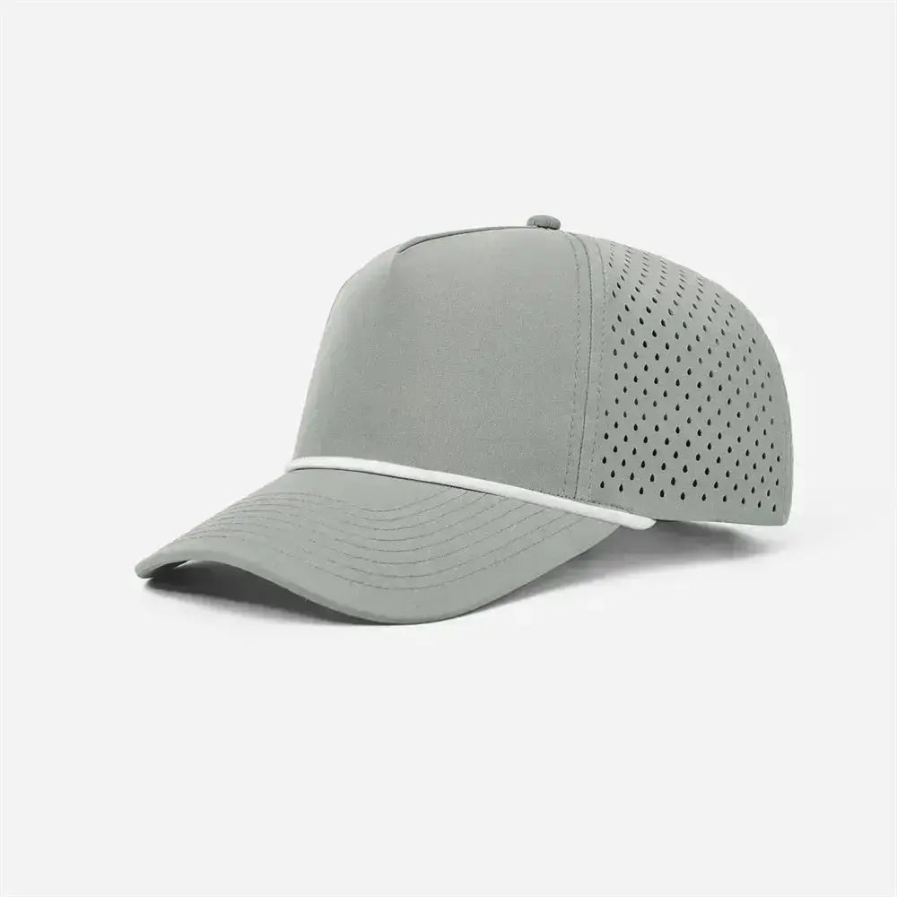 Foremost 6526P - 5 Panel Laser Performance Rope Hat – Grey K106-22 - Customized with Your Logo