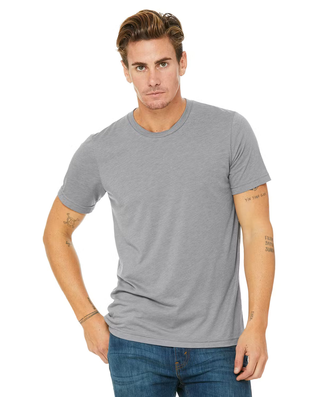 Bella Canvas 3413C - Unisex TriBlend T-Shirt - Custom Logo - 4" Left Chest + Full Back Print