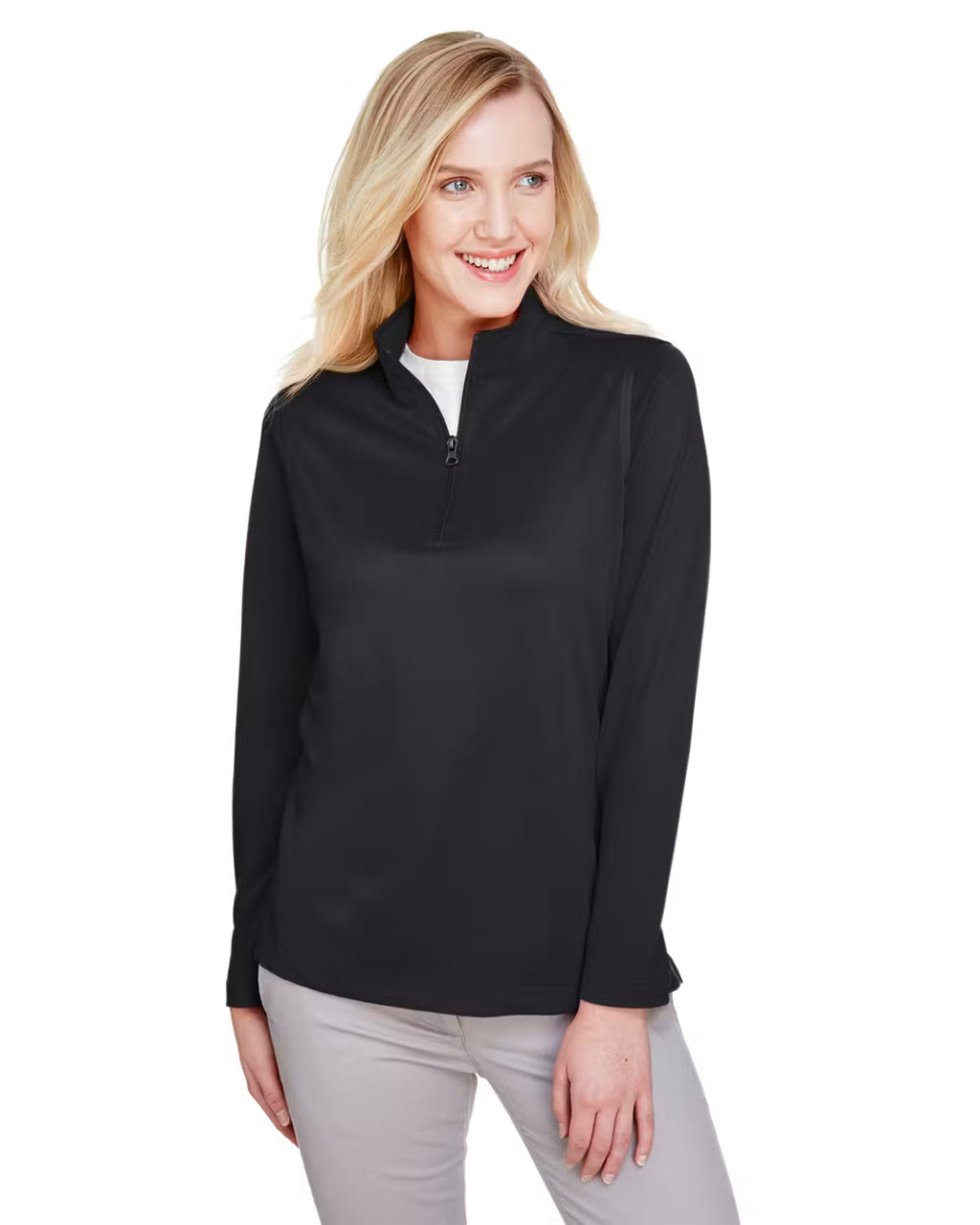 Harriton M748W - Women's Advantage Snag Protection Plus IL Quarter-Zip - Custom Logo - 4" Left Chest Print