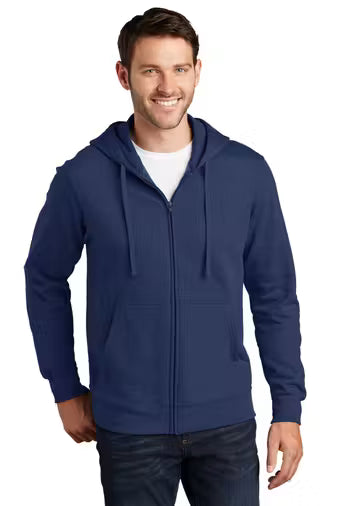 Port & Company PC850ZH - Unisex FF Fleece Full-Zip Hoodie - Custom Logo - 4" LEFT CHEST PRINT (Copy)