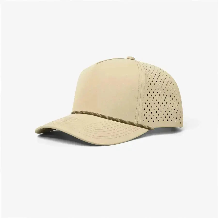 Foremost 6526P -5 Panel Laser Performance Rope Hat – Khaki K126-29 - Customized with Your Logo