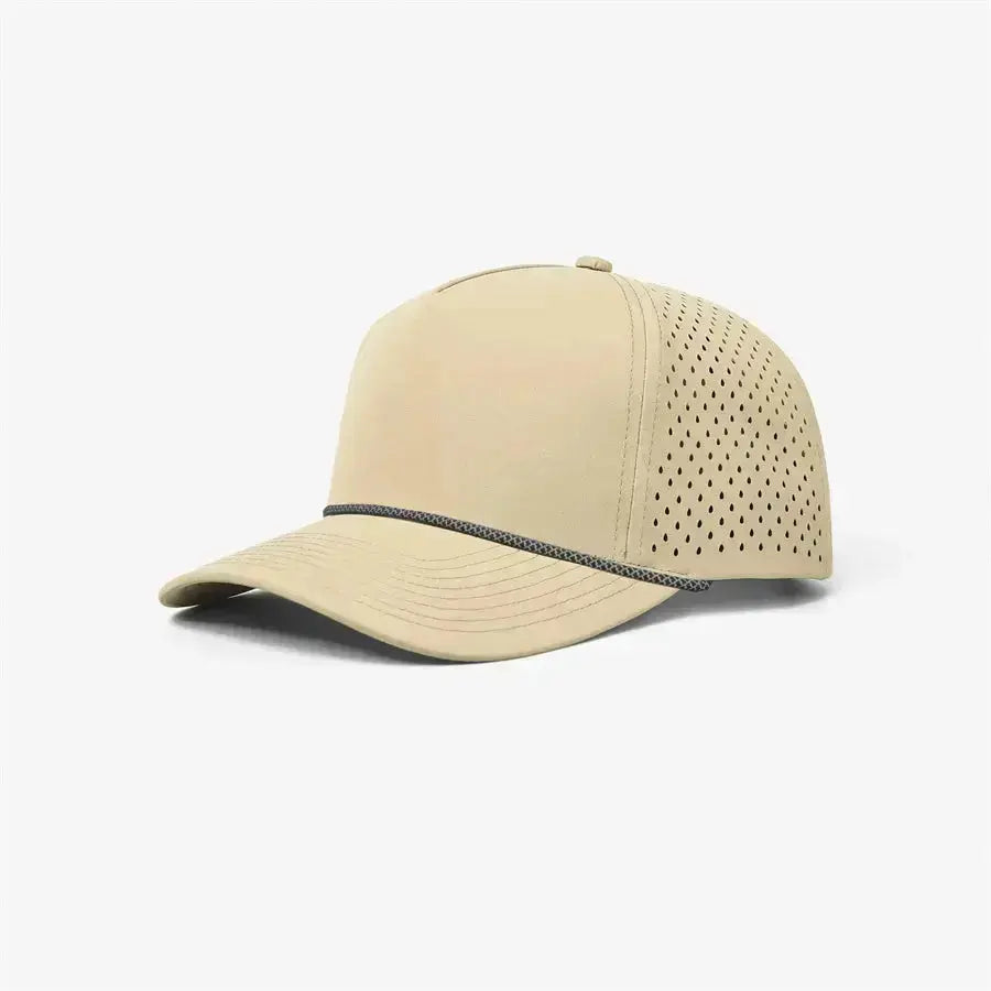 Foremost 6526P -5 Panel Laser Performance Rope Hat – Khaki K190-1 - Customized with Your Logo