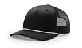 Richardson 112FPR Five Panel Rope Hat – Black/White - Customized with Your Logo