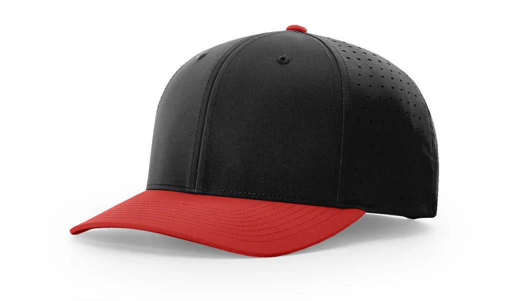 Richardson 632 Laser Perf R-Flex Adjustable Hat – Black/Red - Customized with Your Logo