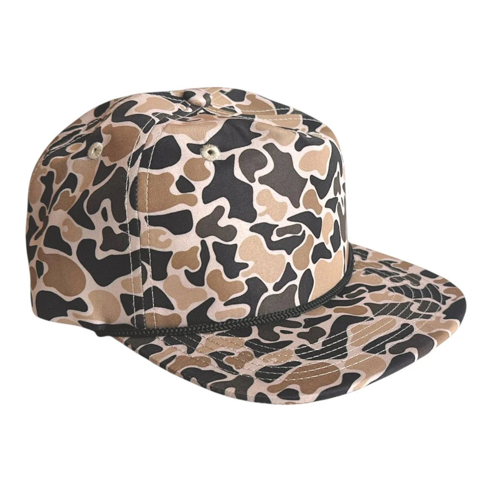 Blank Rope Hats Camo 5-Panel – Coyote Camo / Black Rope - Customized with Your Logo