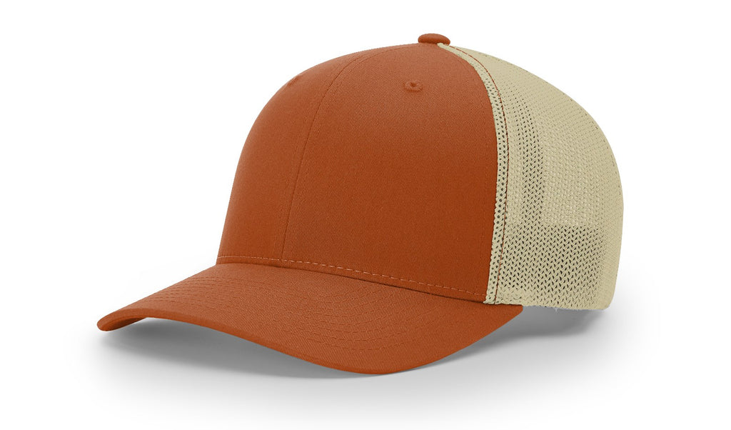 Richardson 110 R-Flex Trucker Cap (Flex Fitted) – Dark Orange/Khaki - Customized with Your Logo