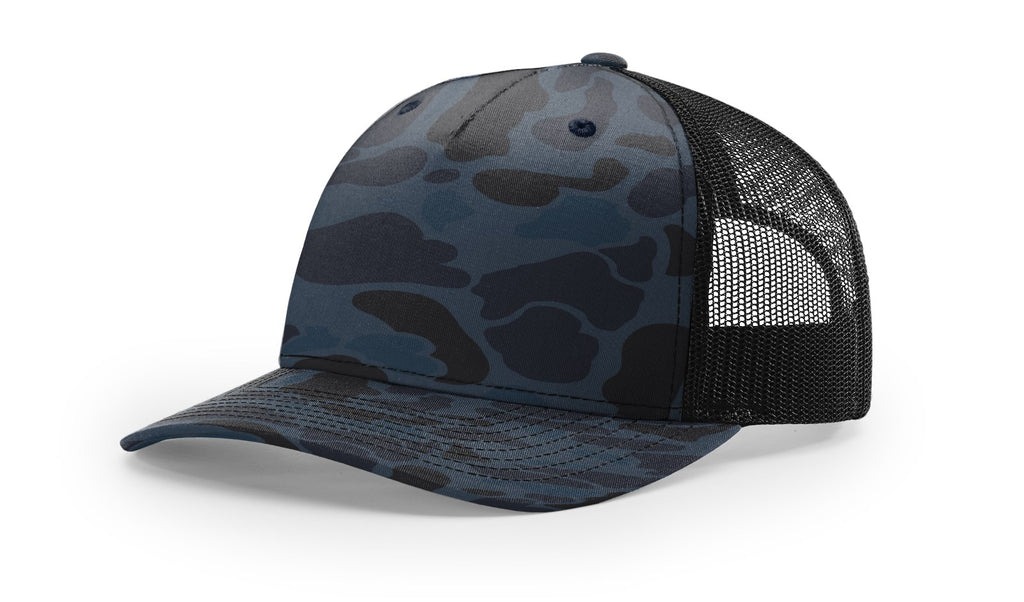 Richardson 112 PFP  5-Panel Trucker Hat – Admiral Duck Camo/Black - Customized with Your Logo