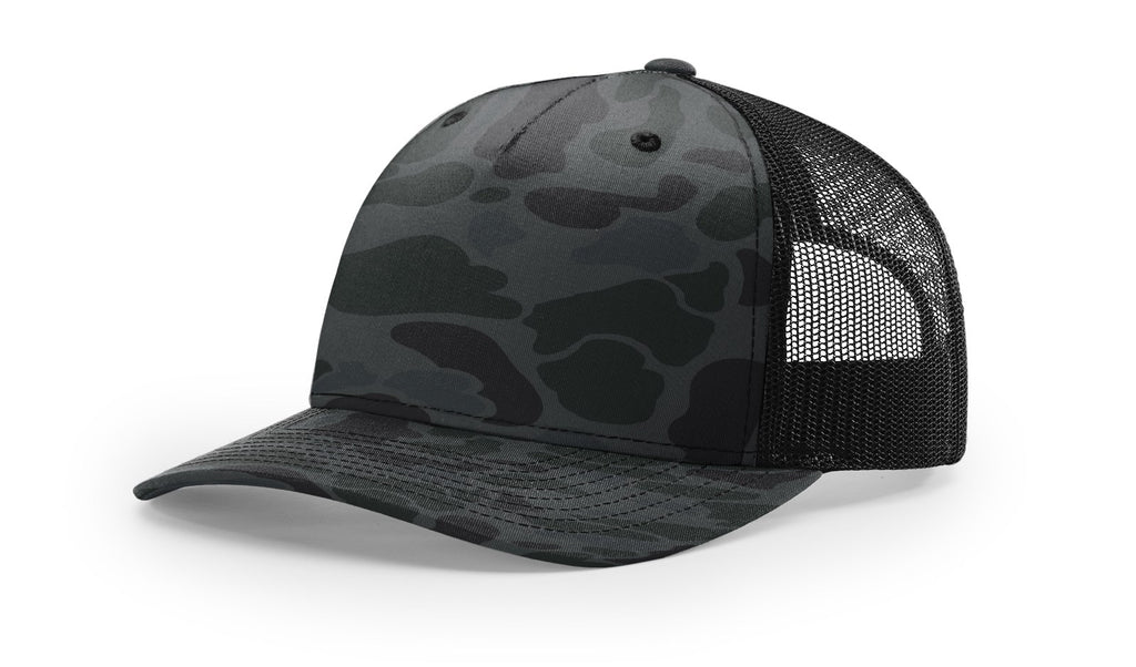 Richardson 112 PFP  5-Panel Trucker Hat – Sable Duck Camo/Black - Customized with Your Logo