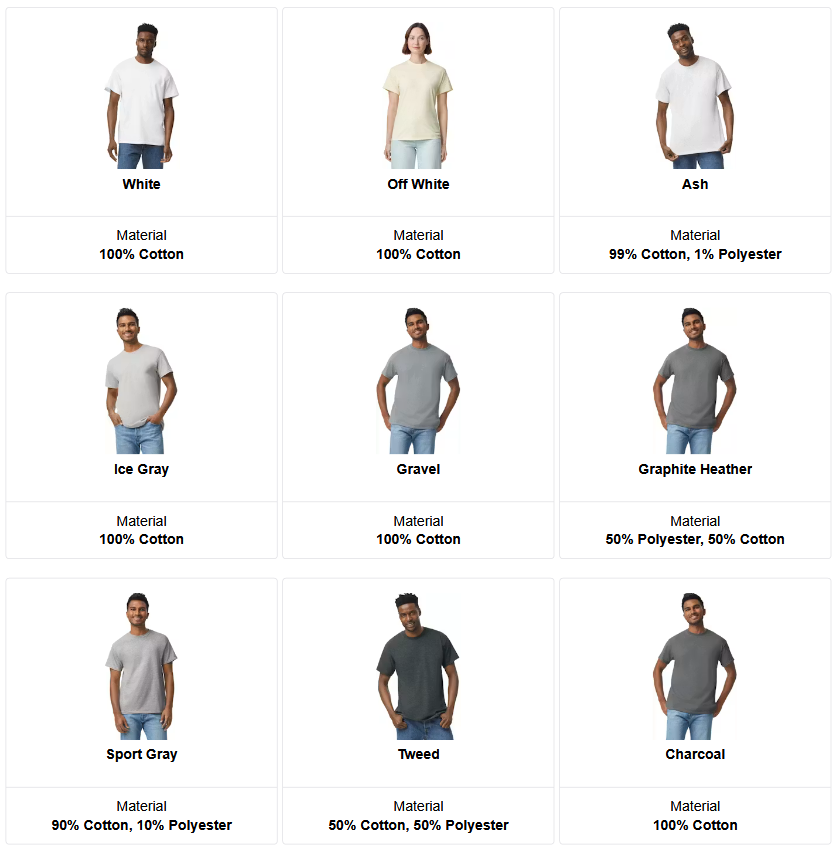 Gildan 5000 Heavy Cotton T-Shirt - Custom Logo - 4" Left Chest