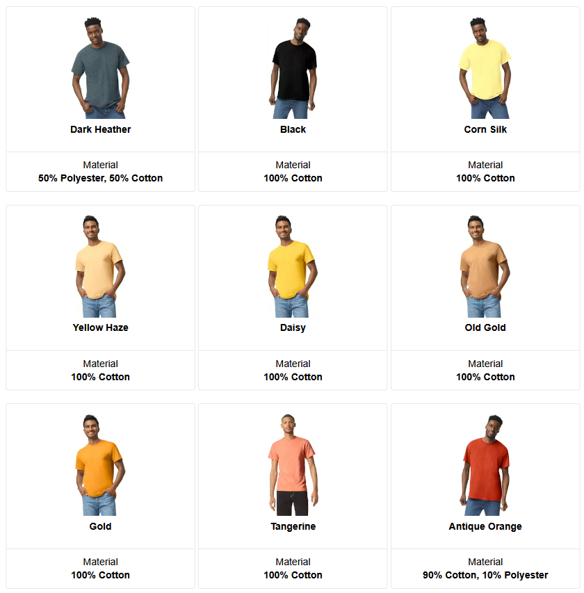 Gildan 5000 Heavy Cotton T-Shirt - Custom Logo - 4" Left Chest