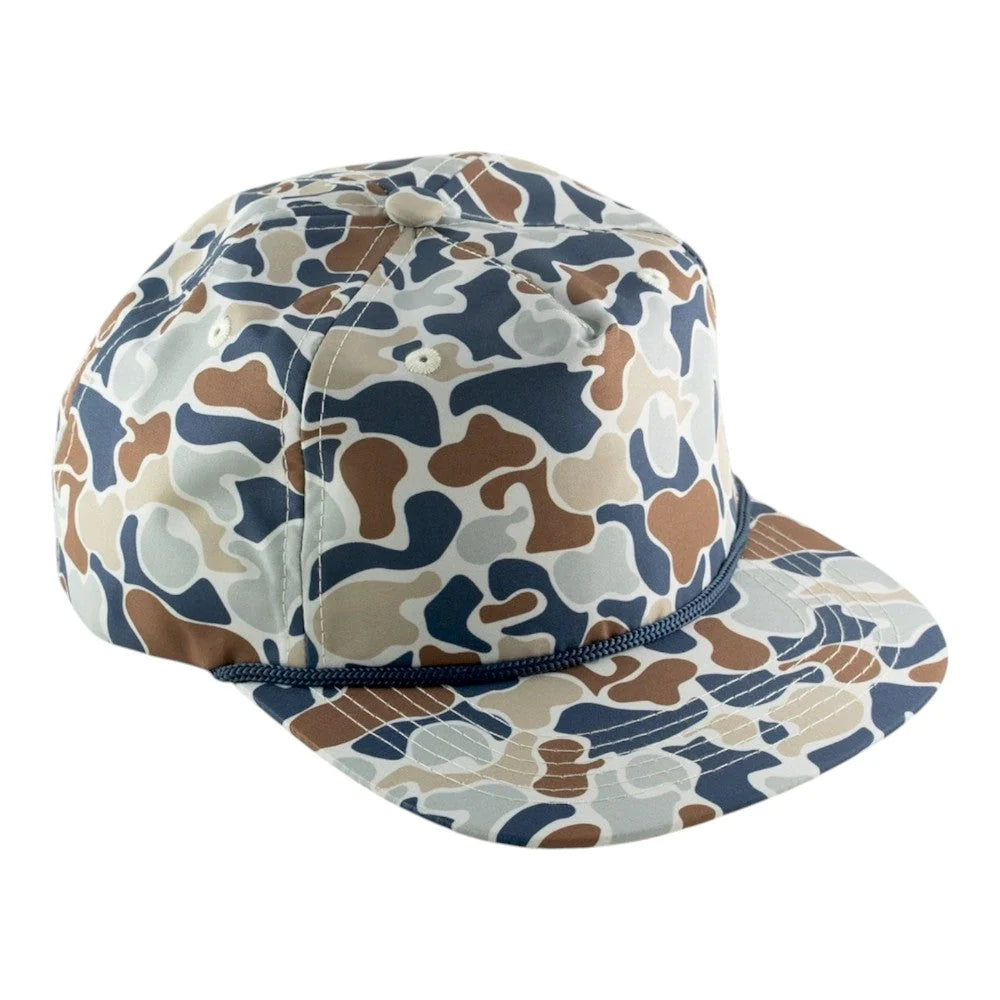 Blank Rope Hats Camo 5-Panel – Golf Camo / Navy Rope  - Customized with Your Logo