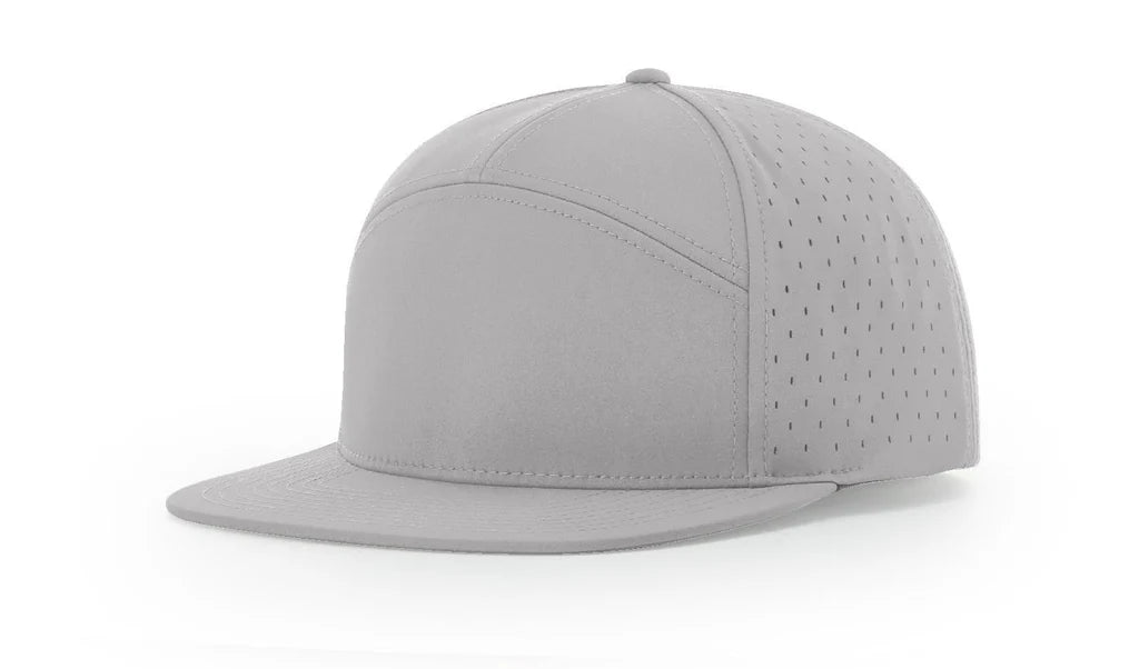 Richardson 169 Cannon Cap 7 Panel Performance Hat – Grey - Customized with Your Logo