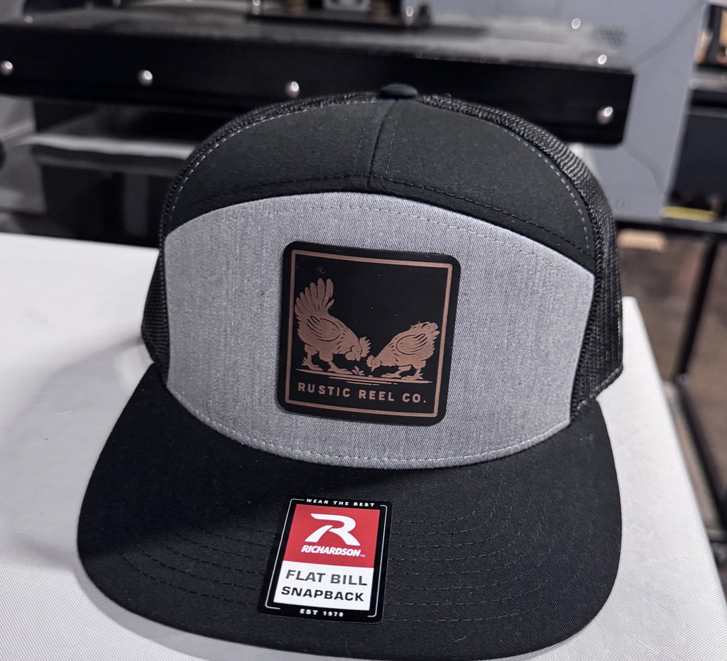 Richardson 168 -  7-Panel Trucker Hat –  Heather Grey/Black - Customized with Your Logo