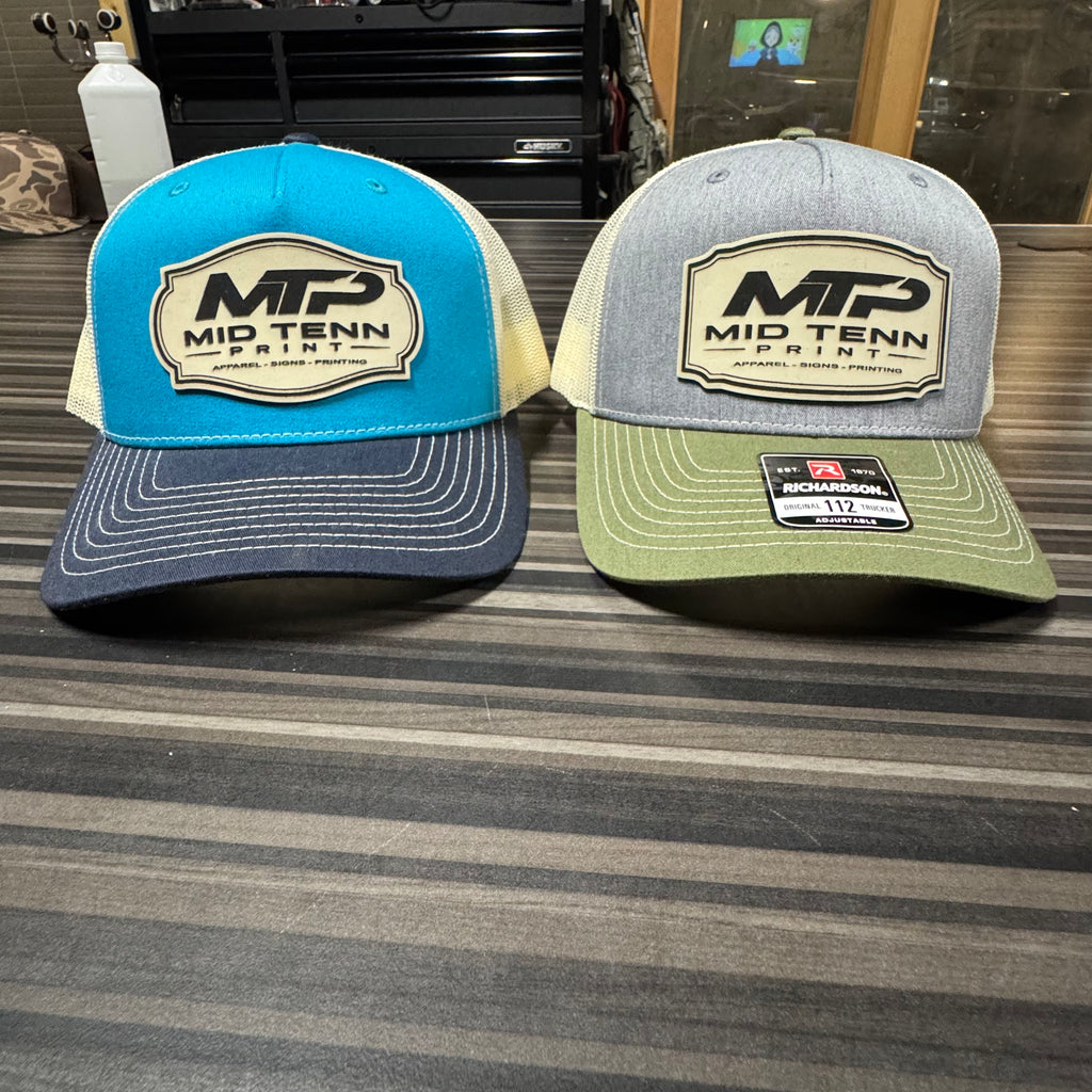 Richardson 112 FP  5-Panel Trucker Hat –  Heather Grey/Birch/Army Olive - Customized with Your Logo