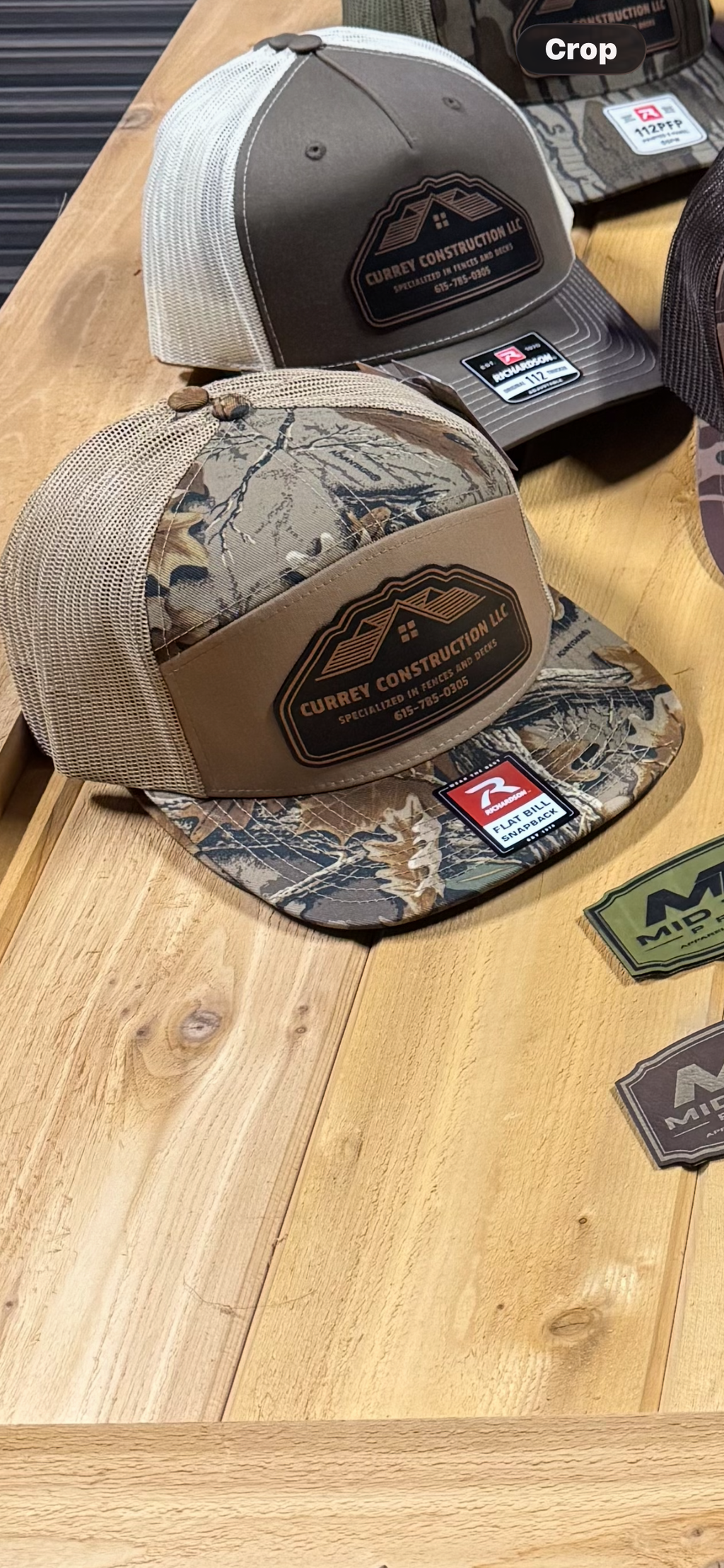 Richardson 168P Printed 7 Panel Trucker Hat – Realtree Advantage/Khaki - Custom Leather Patch
