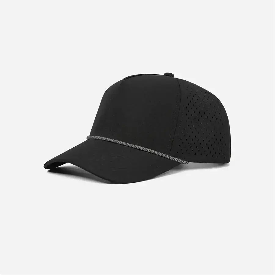 Foremost 6526P -5 Panel Laser Performance Rope Hat – Black K190-1 - Customized with Your Logo