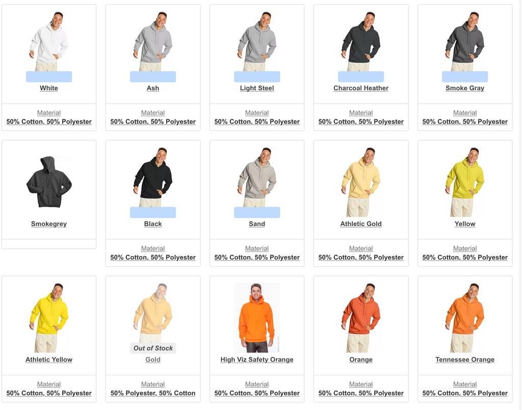 Hanes P170 - Ecosmart 50/50 Pullover Hoodie - Custom Logo - 4" Left Chest Print