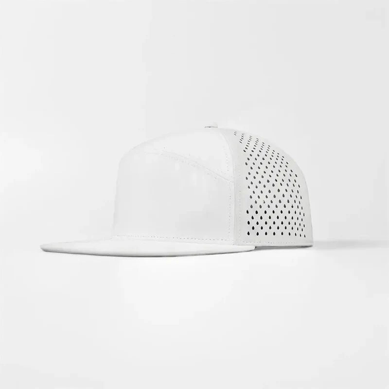 Foremost 6023 Perf Flat Bill Hat – White - Customized with Your Logo