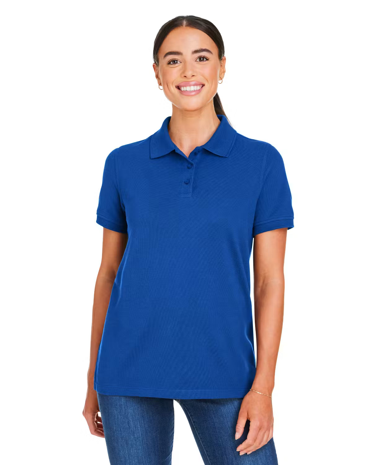 Harriton M205W - Women's Valiant Cotton Snag Protect Polo - Custom Logo - 4" LEFT CHEST EMBROIDERED