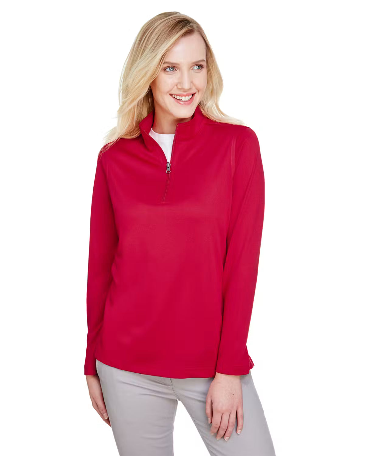 Harriton M748W - Women's Advantage Snag Protection Plus IL Quarter-Zip - Custom Logo - 4" Left Chest Print