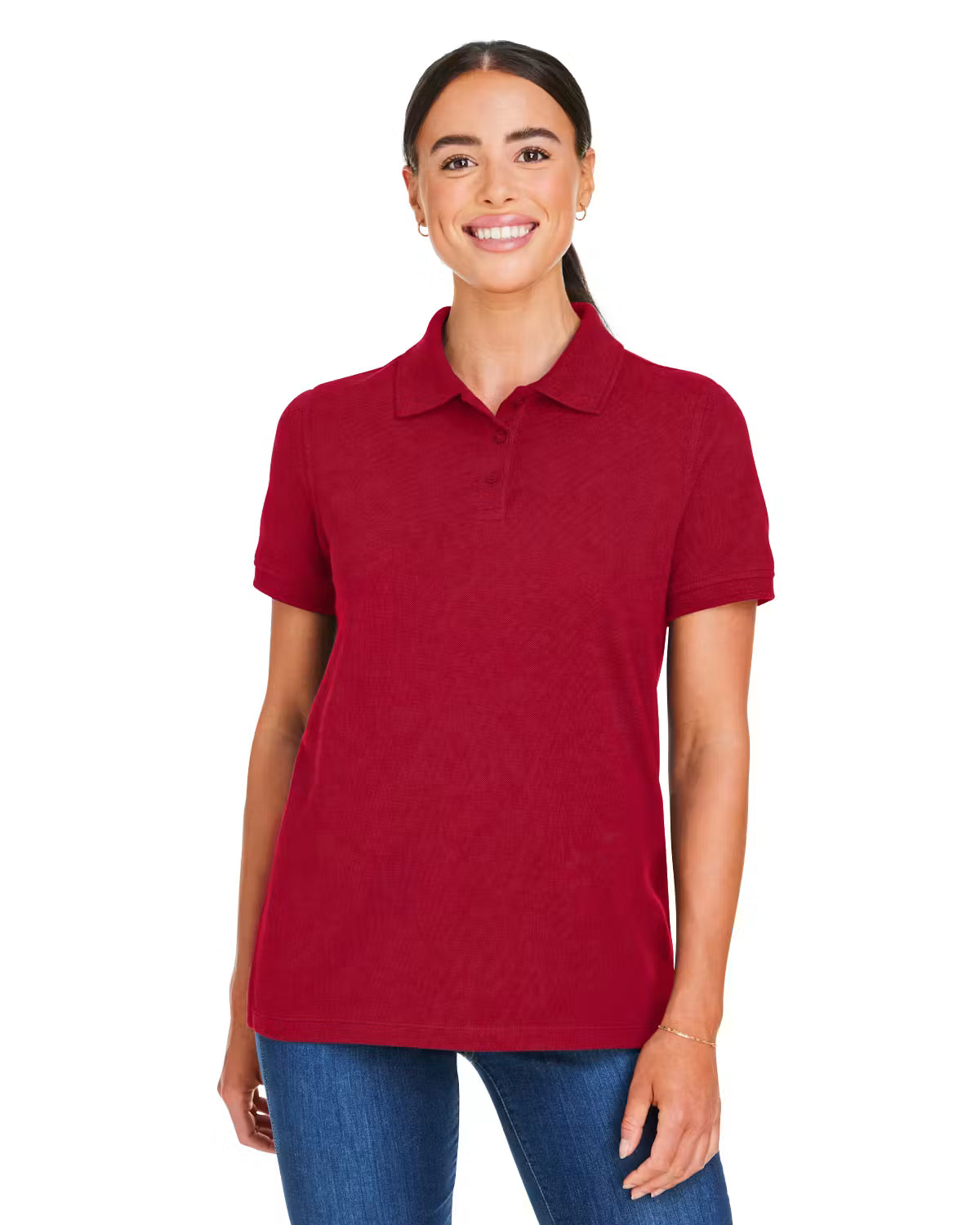 Harriton M205W - Women's Valiant Cotton Snag Protect Polo - Custom Logo - 4" LEFT CHEST EMBROIDERED
