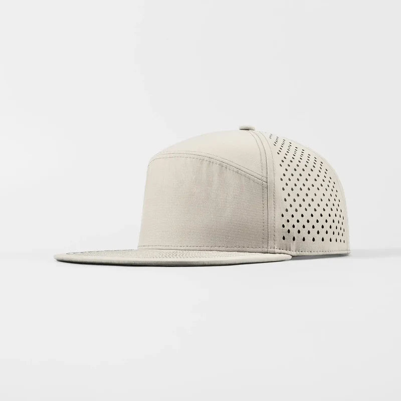 Foremost 6023 Perf Flat Bill Hat – Beige - Customized with Your Logo