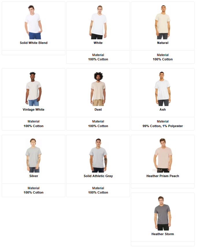 Bella Canvas 3001C - Unisex Cotton T-Shirt - Custom Logo - Full Front or Large Front Chest Print